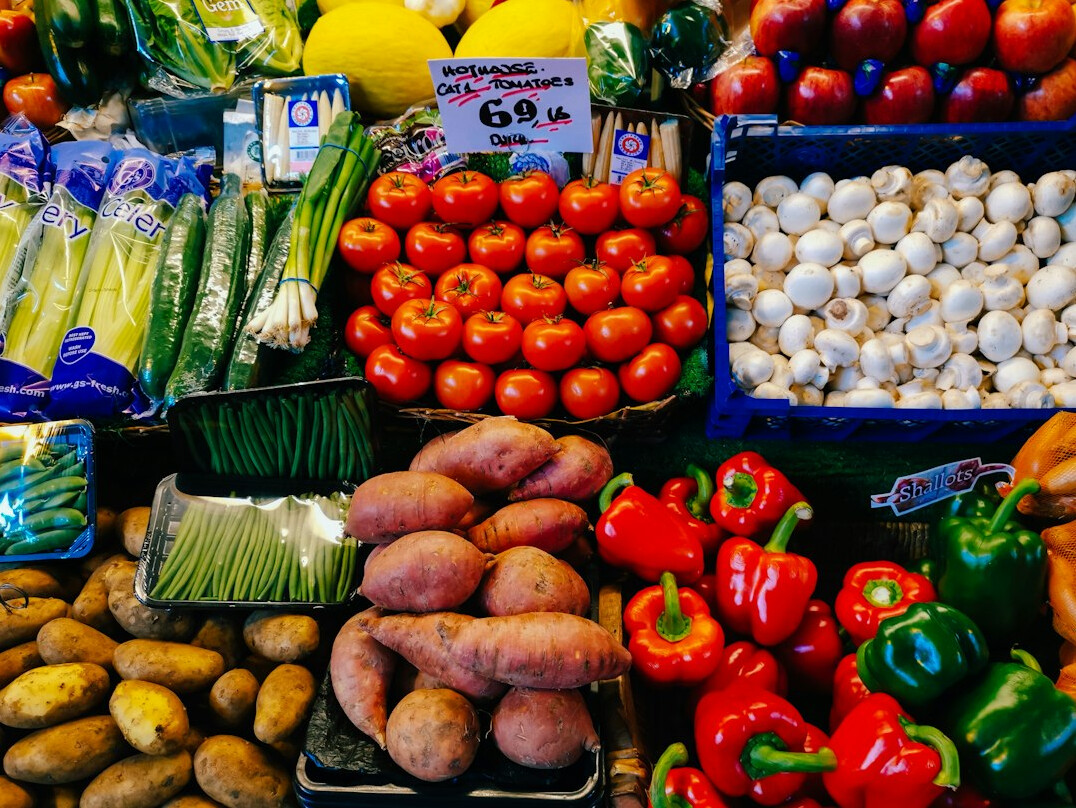 Close-up of fresh produce at a Chilean farmers market
